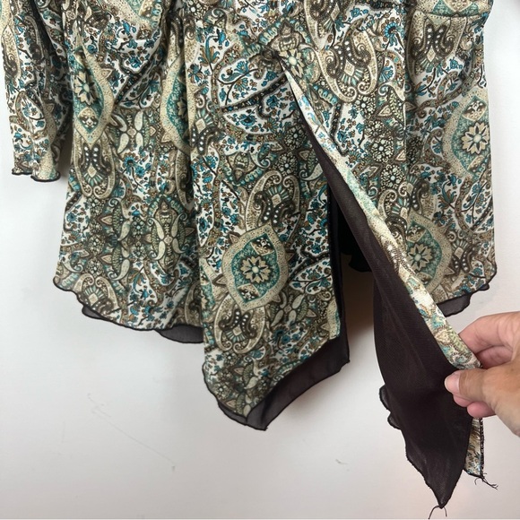 Vintage Venezia Paisley Babydoll Top Asymmetrical Hem Mesh Fairycore XL 14 16 - Picture 4 of 11